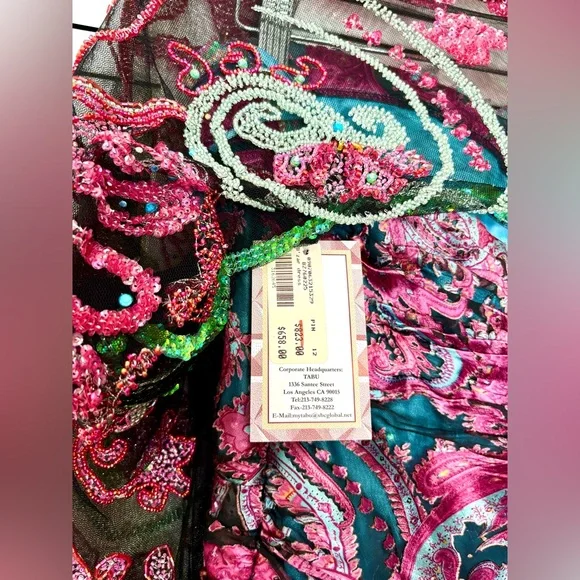 NWT Vintage Y2K Bob Mackie B’Zar Boho Paisley Beaded Dress Set 14/12 - Picture 8 of 13